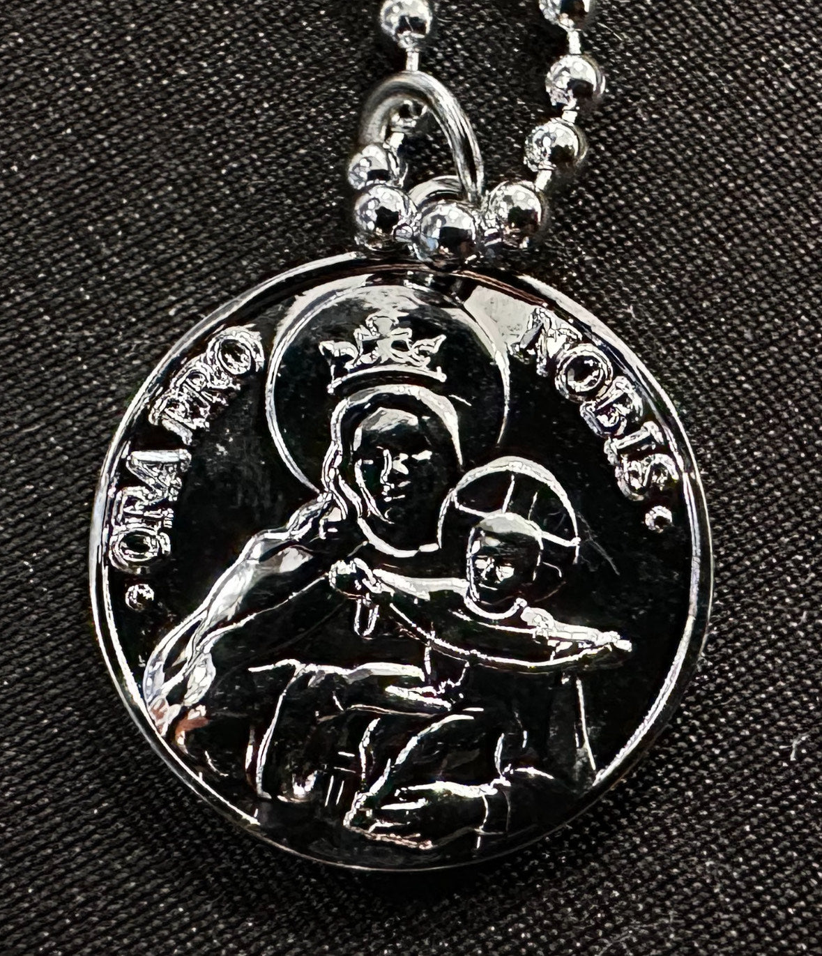 Custom Order “ORA PRO”  “NOBIS” 14K White Gold  Medal Pendant