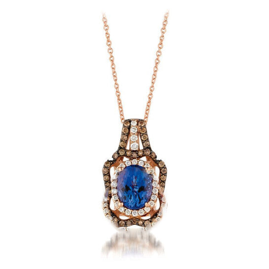 Original Le Vian Ladies Blueberry Tanzanite Pendant in 14K Strawberry Gold