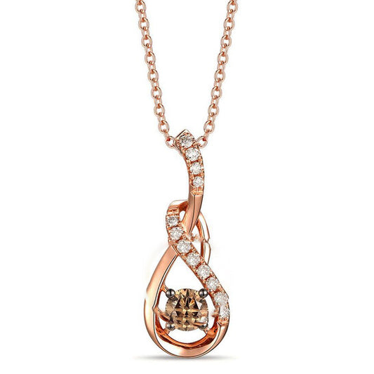 Original Le Vian Ladies Chocolate solitaires Necklace set in 14K Strawberry Gold