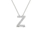 Original Maulijewels 0.13 Carta Natural Round White Diamond Prong Set Initial " Z " Necklace Pendant In 14K Solid White Gold With 18" Cable Chain