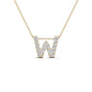 Original Maulijewels 0.15 Carat Natural Diamond Initial " W " Pendant Necklace In 14K Yellow Gold With 18" Cable Chain