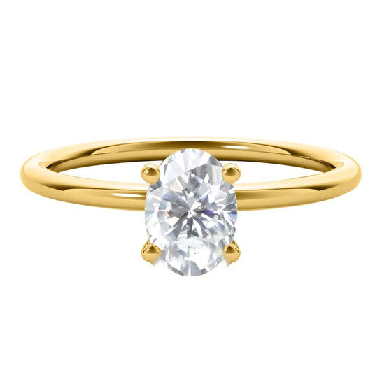 Original Maulijewels 2.00 Carat 9x7 Oval Shape Moissanite Solitaire Engagement Rings For Women In 10K Solid Yellow Gold