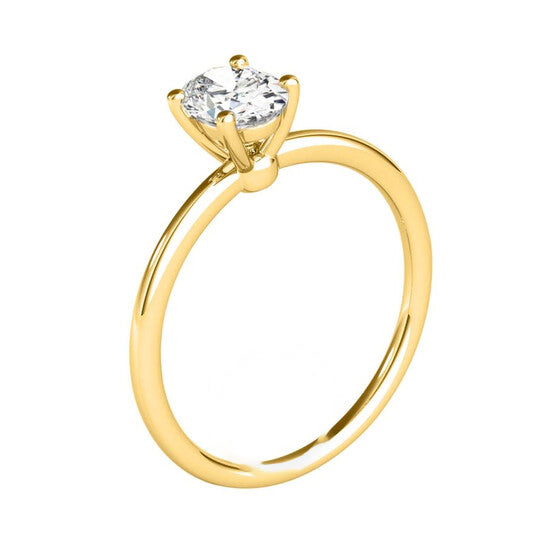 Original Maulijewels 2.00 Carat 9x7 Oval Shape Moissanite Solitaire Engagement Rings For Women In 10K Solid Yellow Gold