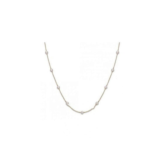 Original Mikimoto Akoya Pearl Station Necklace with 18K Yellow Gold 18" 5.5mm A+ - PCQ158LK