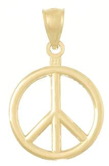 10K Yellow Gold 10K 3D Peace Symbol Pendant