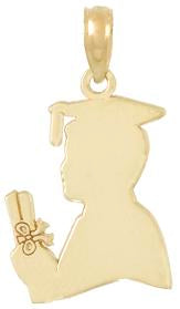 10K Yellow Gold Polished Male Graduation Profile Charm