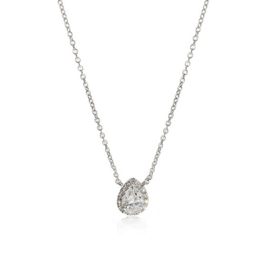 Original Pre-Owned Tiffany & Co. Soleste Diamond Halo Pendant in 18k White Gold D VVS1 0.53CTW