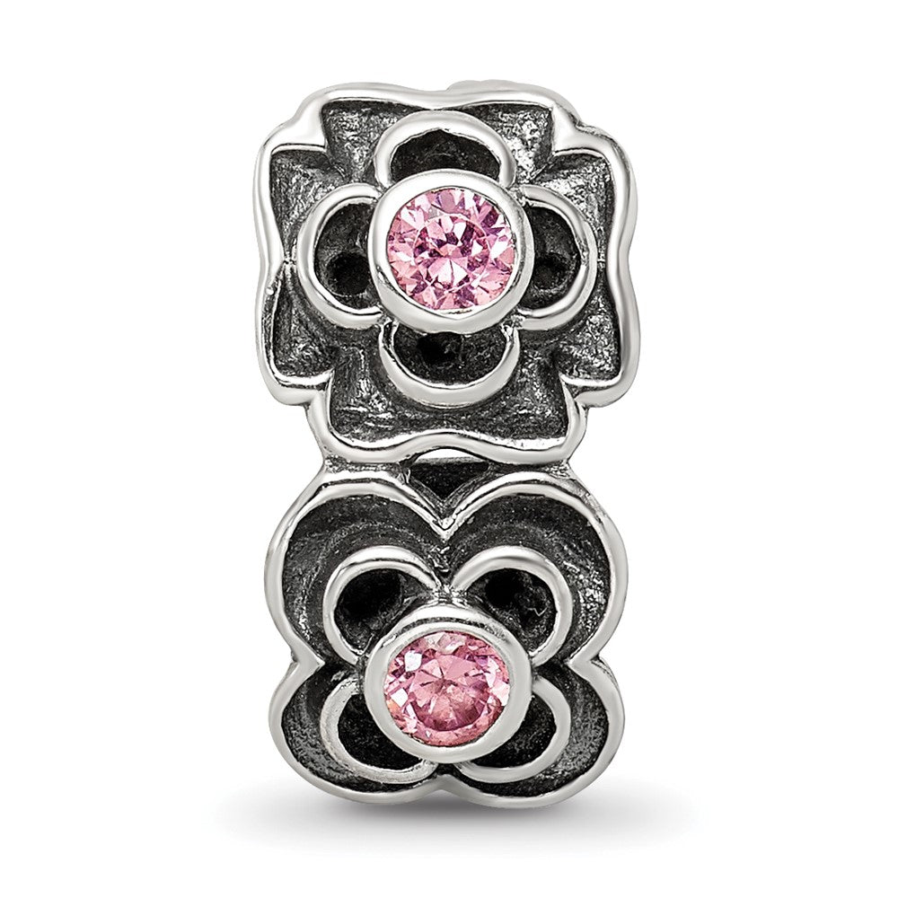 Sterling Silver Reflections Pink Cz Connector Bead