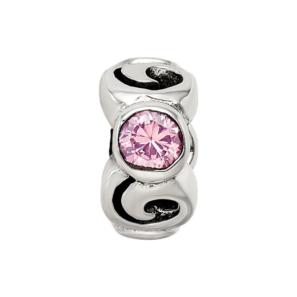 Sterling Silver Reflections Pink Cz Bead
