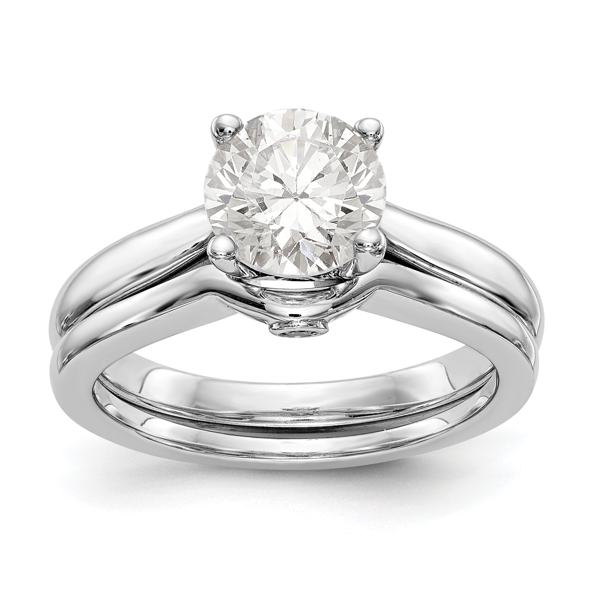 14K White Gold Simulated Diamond Engagement Ring