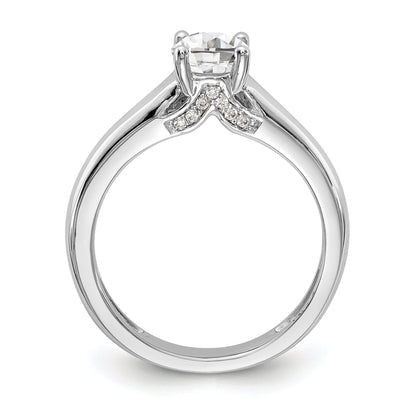 14k White Gold Round Simulated Diamond Engagement Ring
