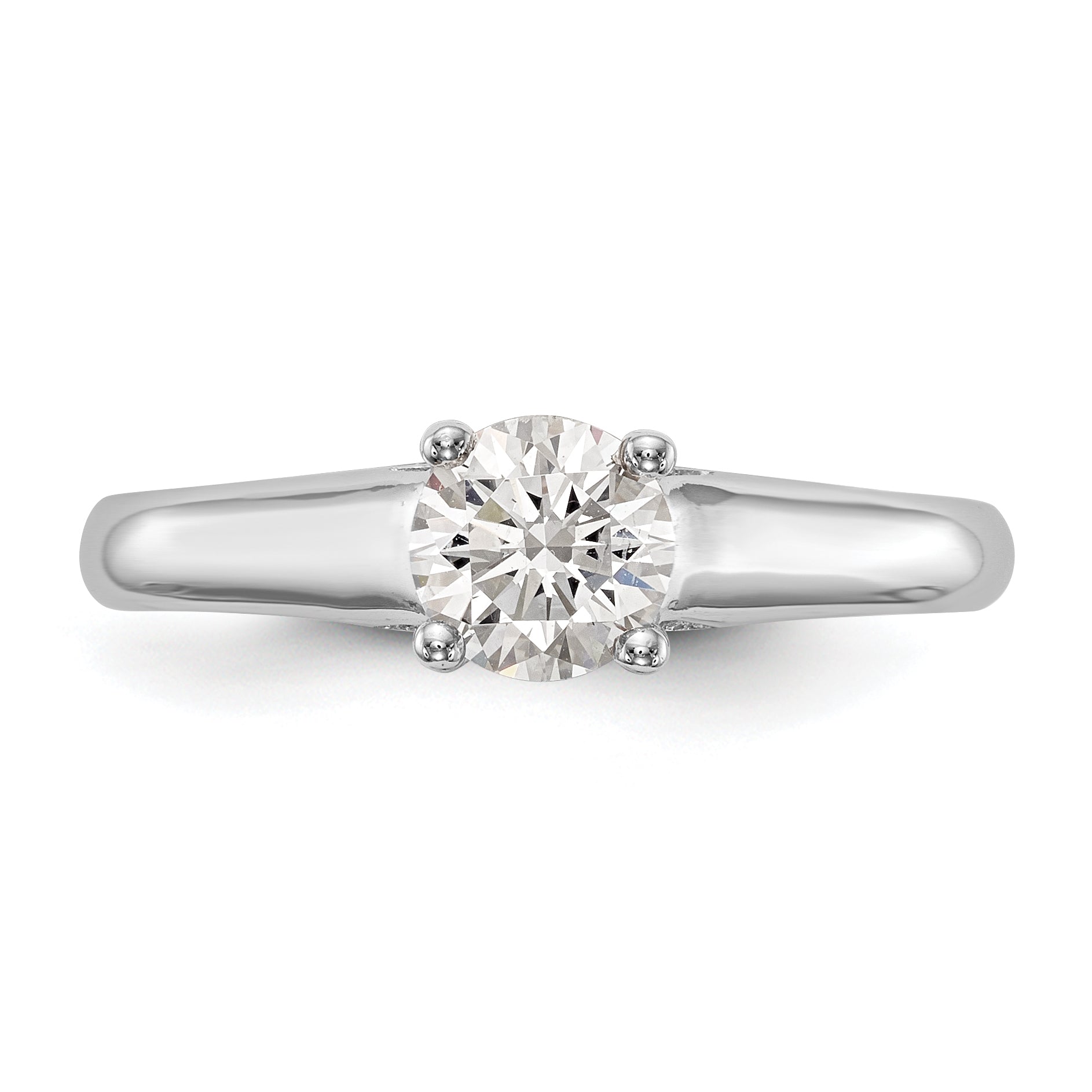14k White Gold Round Simulated Diamond Engagement Ring