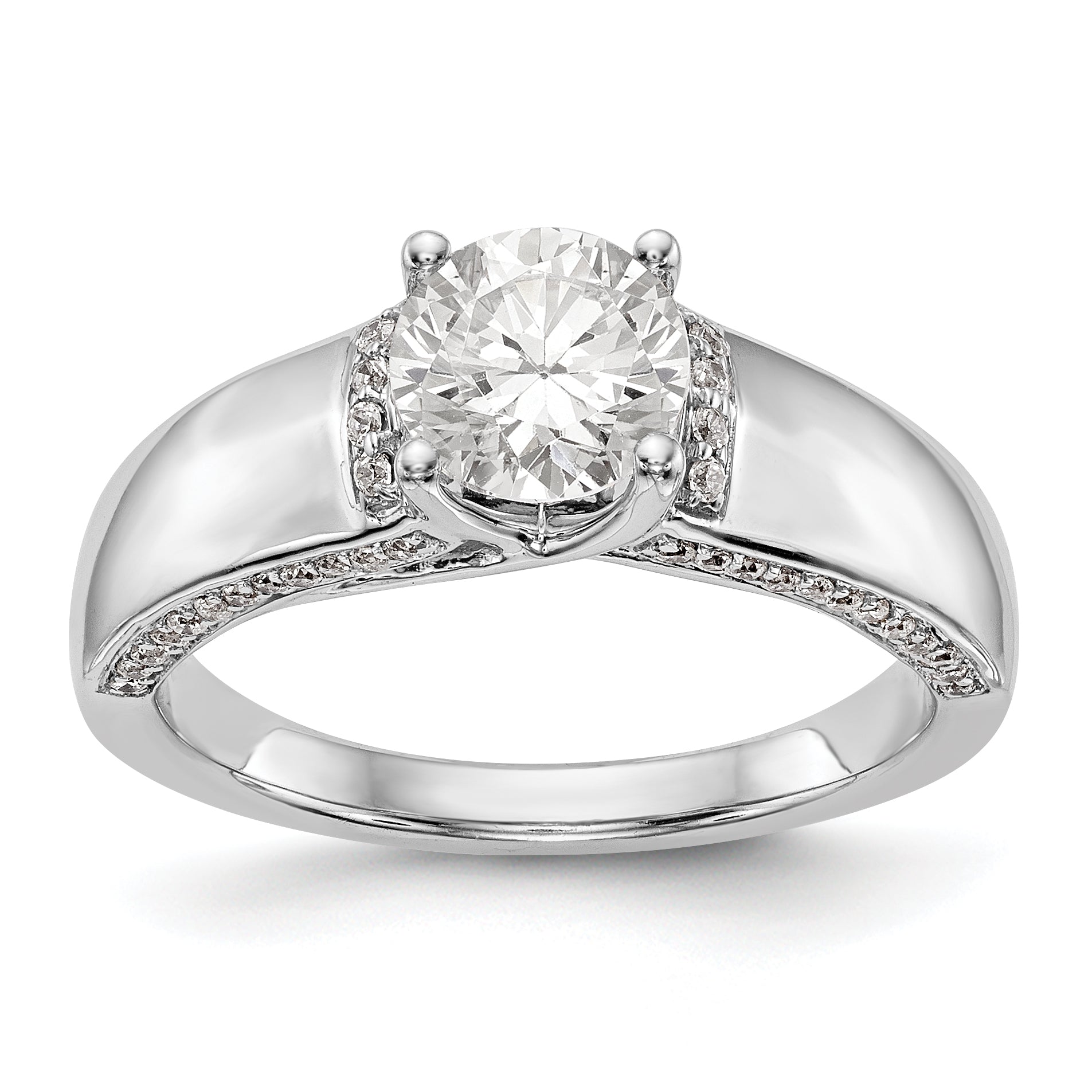 14k White Gold Simulated Diamond Engagement Ring