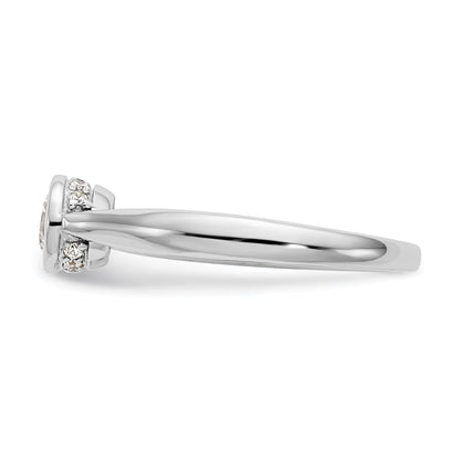 14k White Gold Round Bezel Set Simulated Diamond Engagement Ring