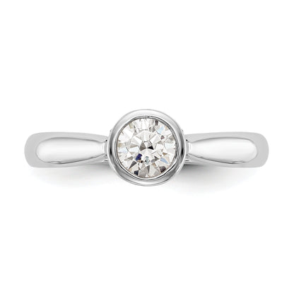14k White Gold Round Bezel Set Simulated Diamond Engagement Ring