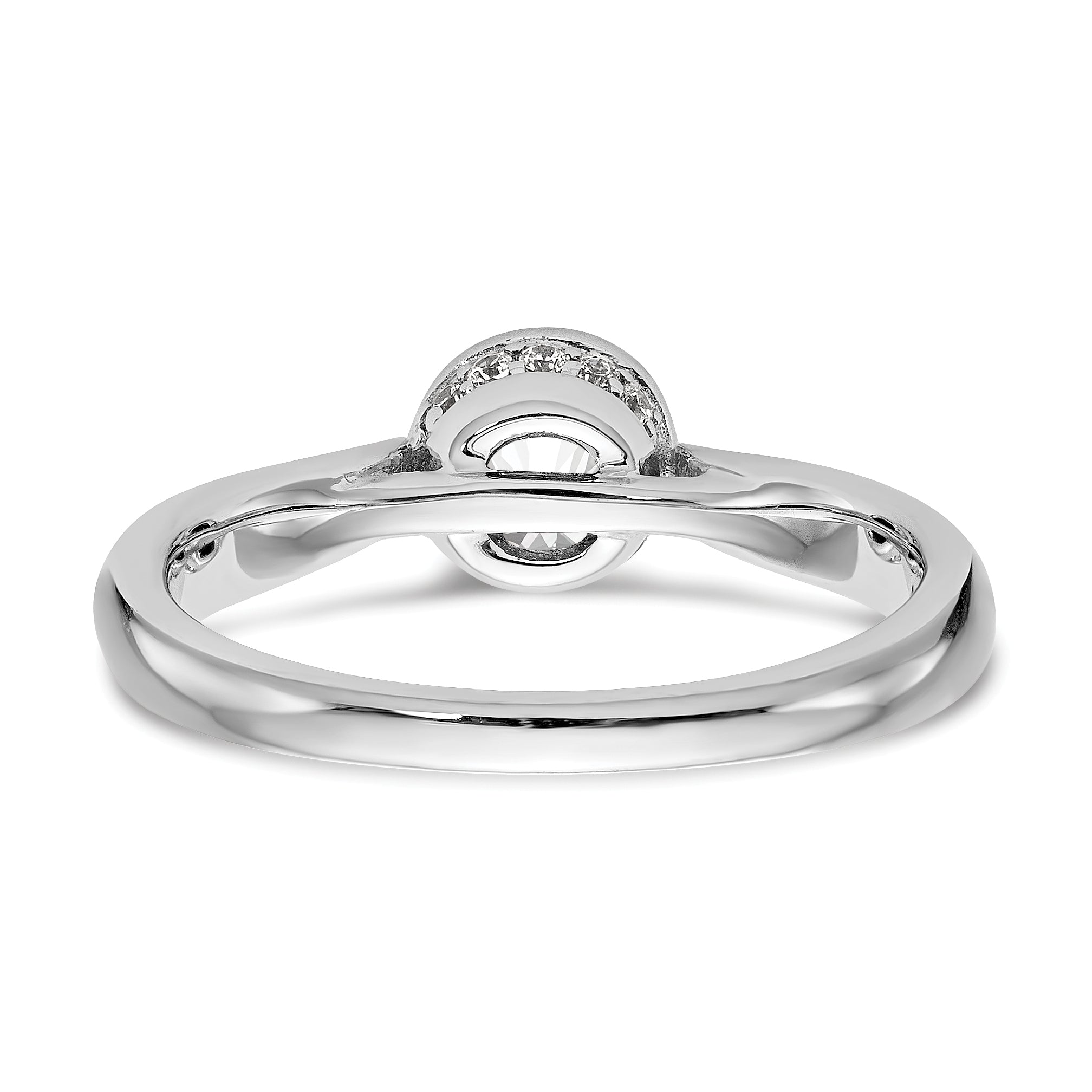 14k White Gold Round Bezel Set Simulated Diamond Engagement Ring