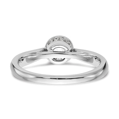 14k White Gold Round Bezel Set Simulated Diamond Engagement Ring