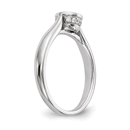 14k White Gold Round Bezel Set Simulated Diamond Engagement Ring