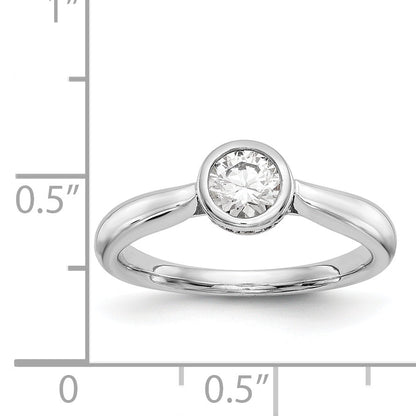 14k White Gold Round Bezel Set Simulated Diamond Engagement Ring