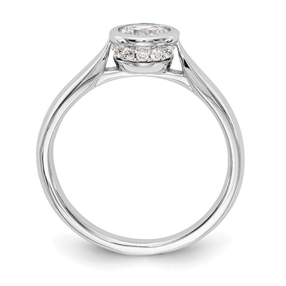 14k White Gold Round Bezel Set Simulated Diamond Engagement Ring