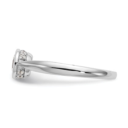 14k White Gold Round Bezel Set Simulated Diamond Engagement Ring