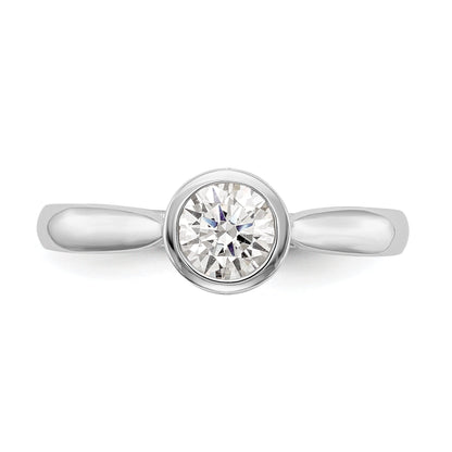 14k White Gold Round Bezel Set Simulated Diamond Engagement Ring