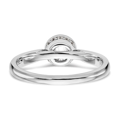 14k White Gold Round Bezel Set Simulated Diamond Engagement Ring