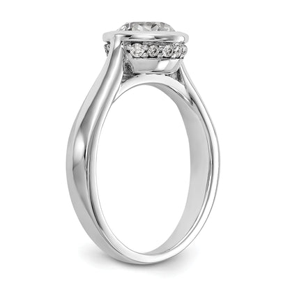 14k White Gold Round Bezel Set Simulated Diamond Engagement Ring