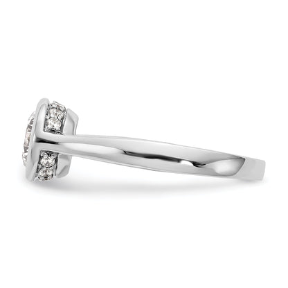14k White Gold Round Bezel Set Simulated Diamond Engagement Ring