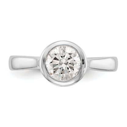 14k White Gold Round Bezel Set Simulated Diamond Engagement Ring