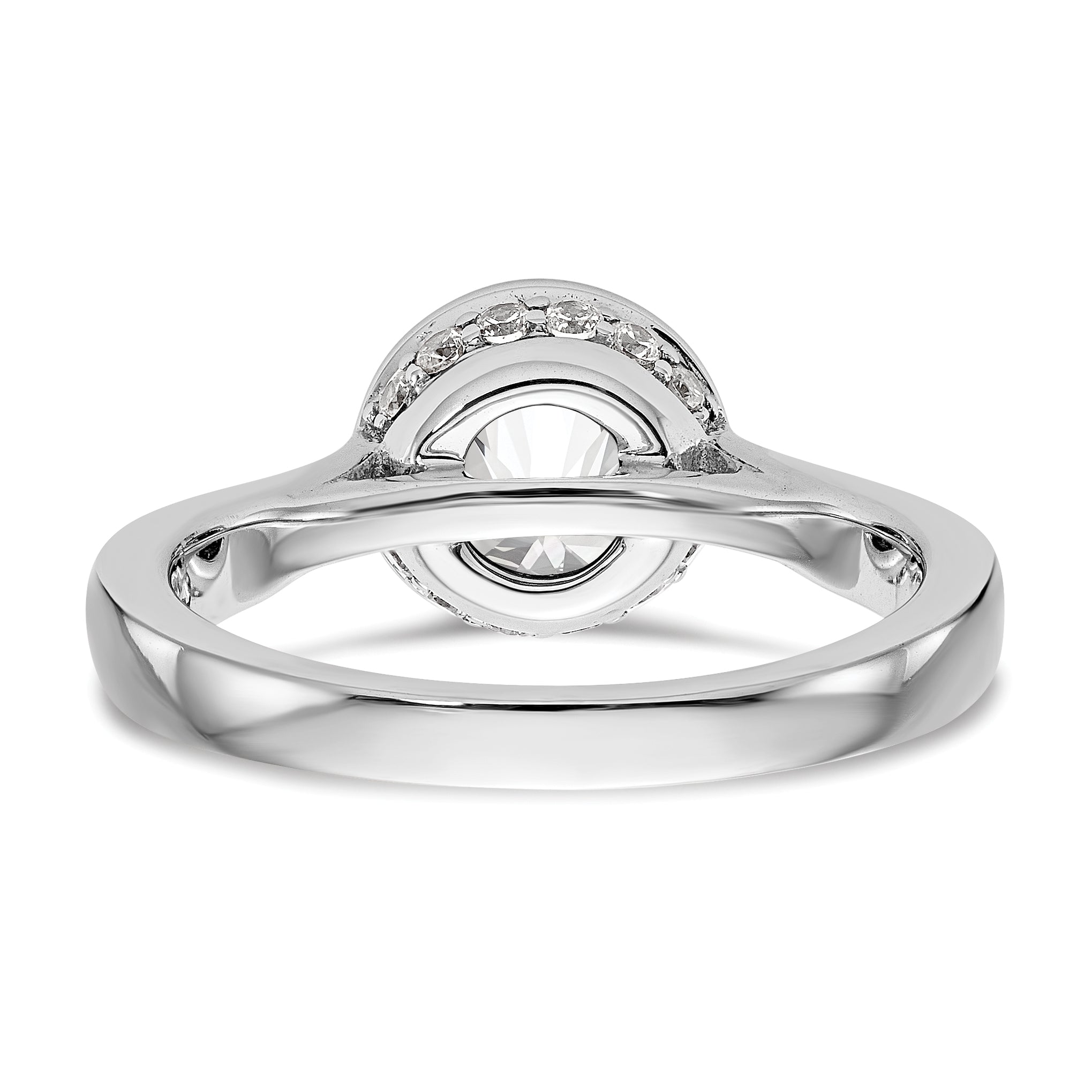 14k White Gold Round Bezel Set Simulated Diamond Engagement Ring