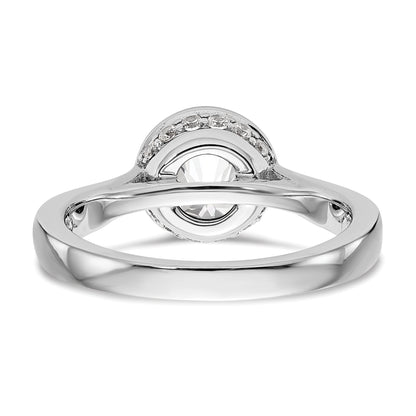 14k White Gold Round Bezel Set Simulated Diamond Engagement Ring