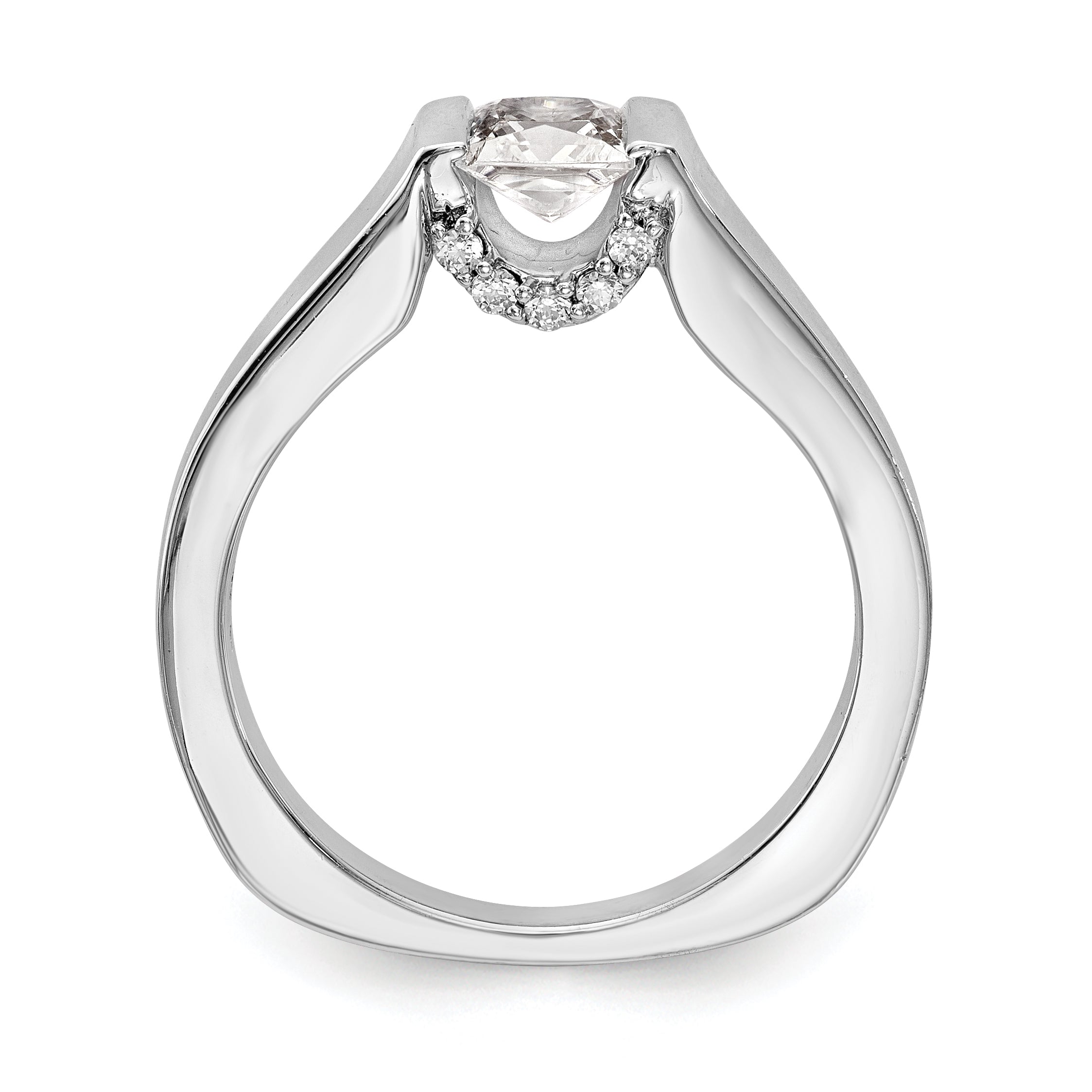 14k White Gold Square Simulated Diamond Engagement Ring