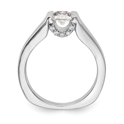 14k White Gold Square Simulated Diamond Engagement Ring