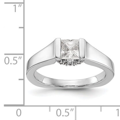 14k White Gold Square Simulated Diamond Engagement Ring