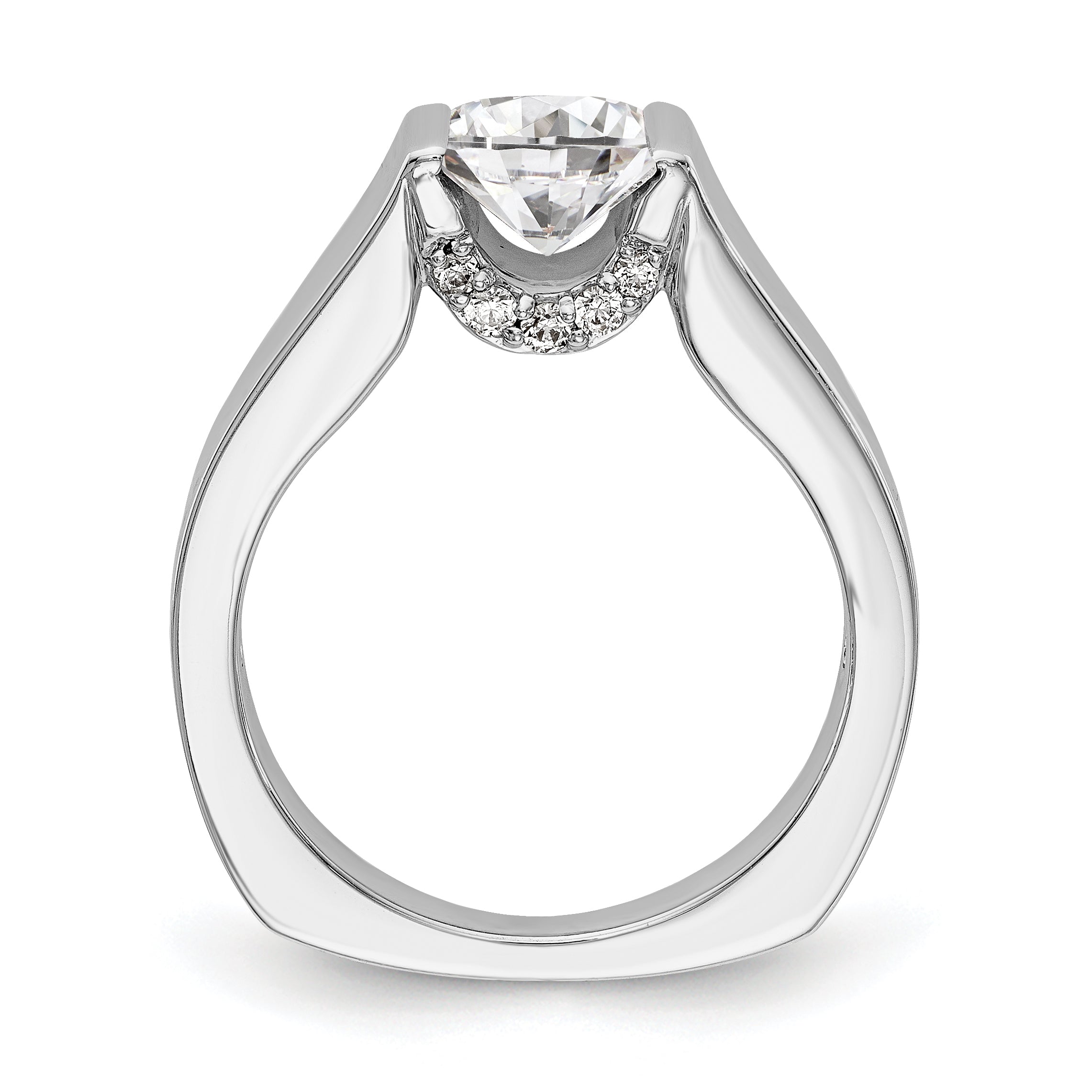 14k White Gold Square Simulated Diamond Engagement Ring