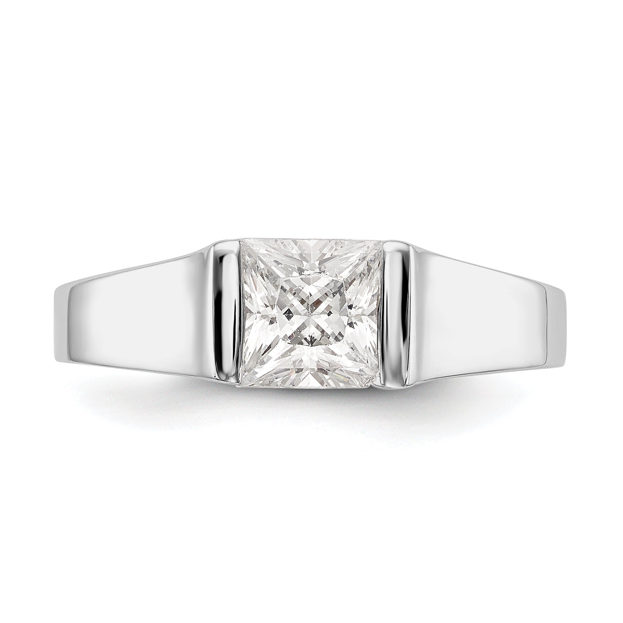 14k White Gold Square Simulated Diamond Engagement Ring