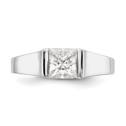 14k White Gold Square Simulated Diamond Engagement Ring