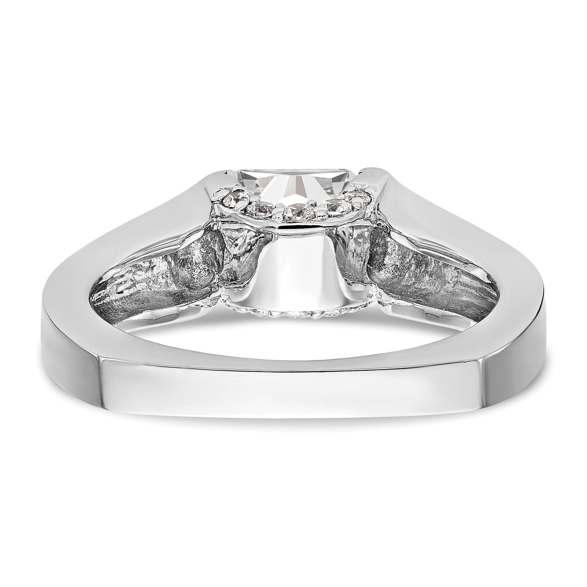 14k White Gold Square Simulated Diamond Engagement Ring