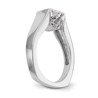 14k White Gold Square Simulated Diamond Engagement Ring
