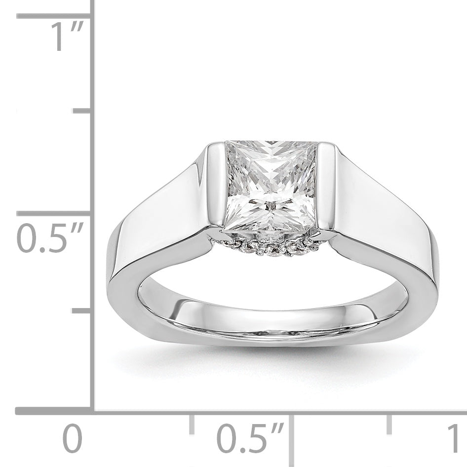 14k White Gold Square Simulated Diamond Engagement Ring