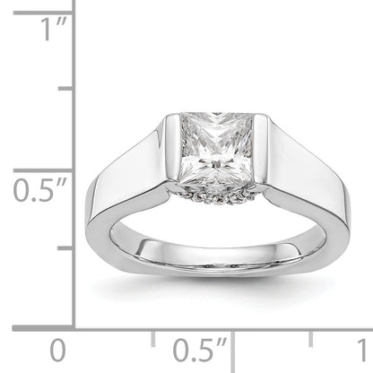 14k White Gold Square Simulated Diamond Engagement Ring
