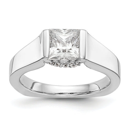 14k White Gold Square Simulated Diamond Engagement Ring