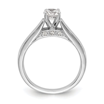 14K White Gold Peg Set Simulated Diamond Engagement Ring