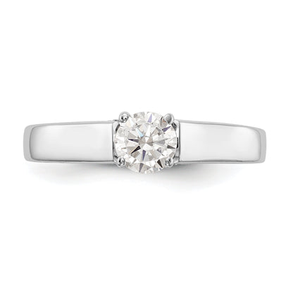 14K White Gold Peg Set Simulated Diamond Engagement Ring