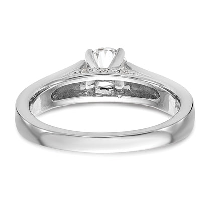 14K White Gold Peg Set Simulated Diamond Engagement Ring