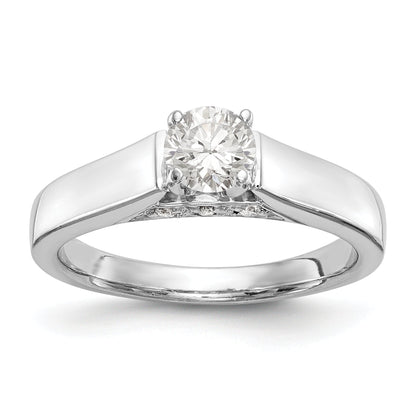 14K White Gold Peg Set Simulated Diamond Engagement Ring