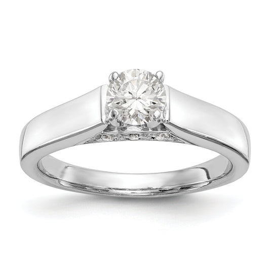 14K White Gold Peg Set Simulated Diamond Engagement Ring