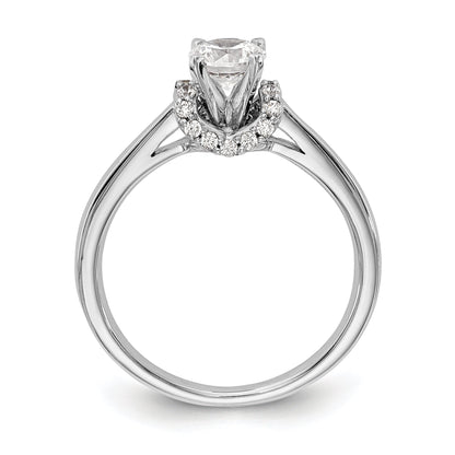 14K White Gold Peg Set Simulated Diamond Engagement Ring