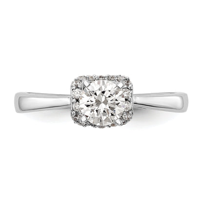 14K White Gold Peg Set Simulated Diamond Engagement Ring